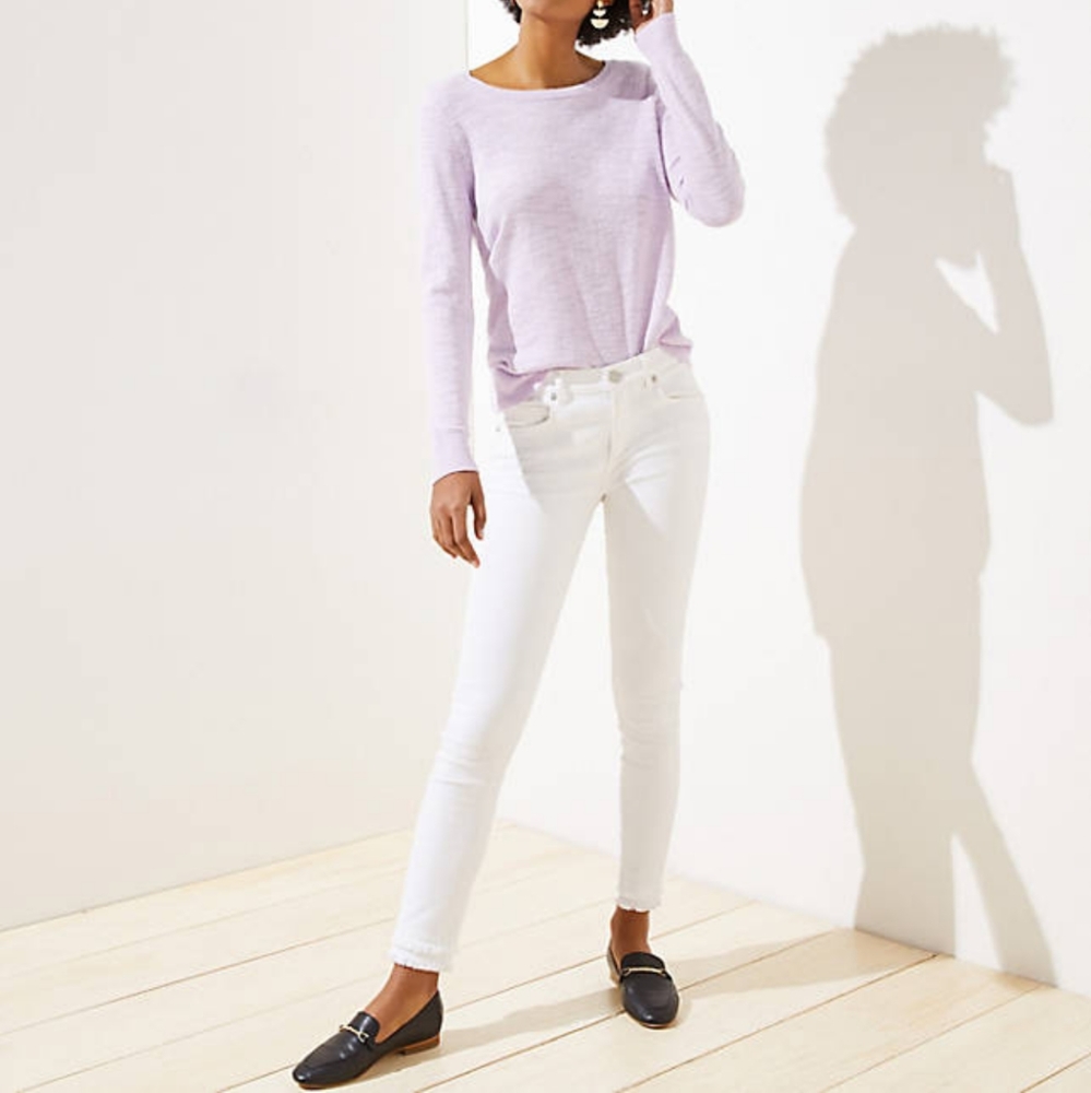 LOFT Double Frayed Slim Pocket Skinny Jeans